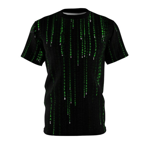 Cyberpunk matrix coded t-shirt with digital matrix code design