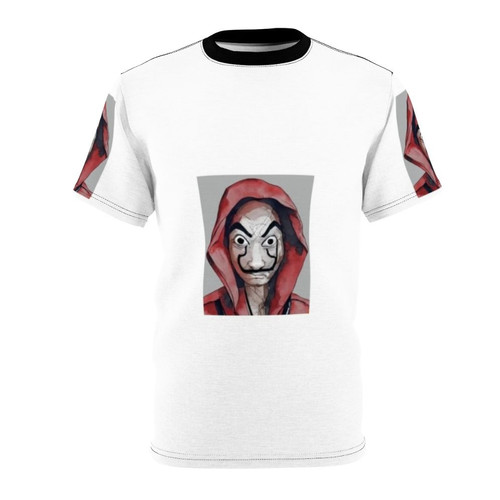 Stylized t-shirt featuring an abstract pattern inspired by the popular TV series Money Heist