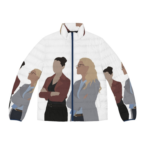 Kara Danvers and Lena Luthor wearing a stylish puffer jacket from the CW's Supergirl