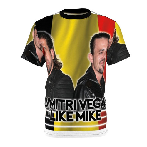 Stylish t-shirt design featuring Dimitri Vegas & Like Mike, leading names in the electronic dance music scene