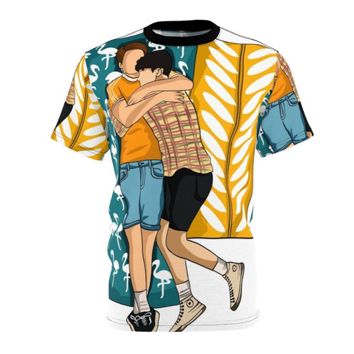 Heartstopper inspired t-shirt featuring a design with Nick and Charlie characters