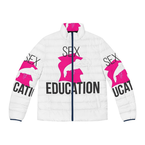 Sex Education Netflix Puffer Jacket with show logo and character designs