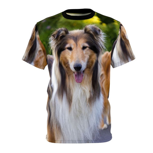 Collie dog breed illustration featured on a high-quality t-shirt