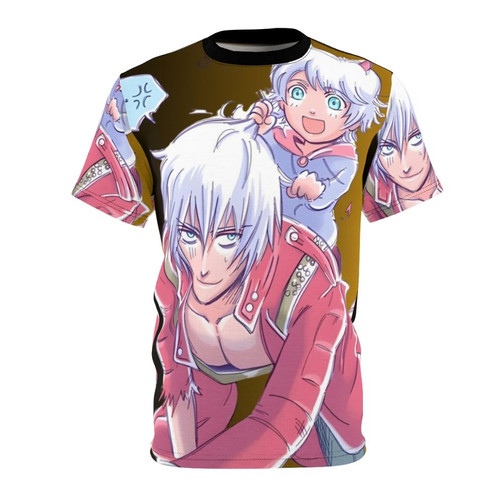 Illustration of Dante, Vergil, and Nero from the Devil May Cry video game franchise on a t-shirt