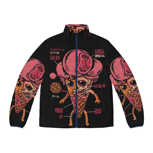 Ice cream patterned puffer jacket with a whimsical and refreshing design