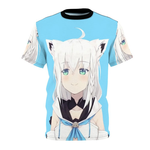 Shirakami Fubuki inspired vtuber t-shirt with a smug anime aesthetic design