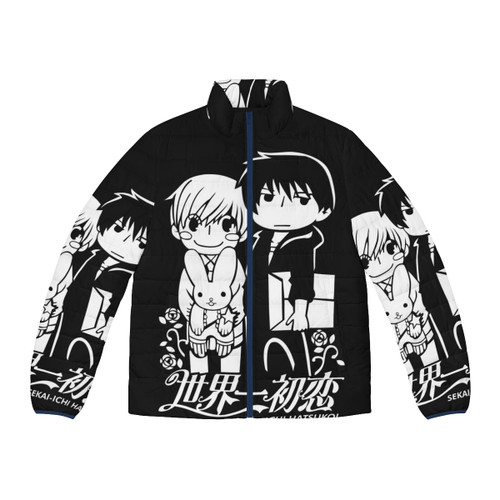 Sekai Ichi Hatsukoi inspired puffer jacket featuring characters Ritsu Onodera and Masamune Takano