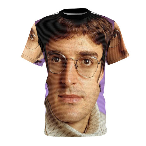 Colorful t-shirt featuring Japanese calligraphy-inspired "love" design in vibrant rainbow colors