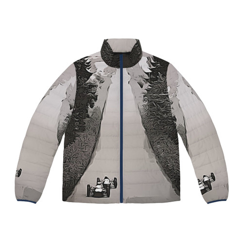 Nordschleife F1 Battle Retro Puffer Jacket with racing car design