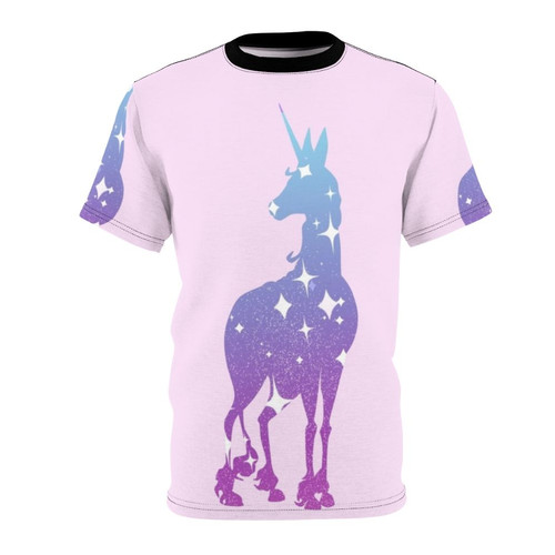Silhouette design of the Last Unicorn character from the classic fantasy film on a t-shirt