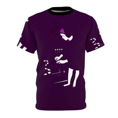 A t-shirt featuring a portrait of electronic music pioneer Delia Derbyshire.