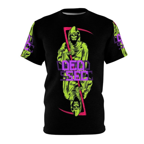 A green t-shirt featuring the Dedsec logo and a reaper graphic, perfect for Watchdogs fans
