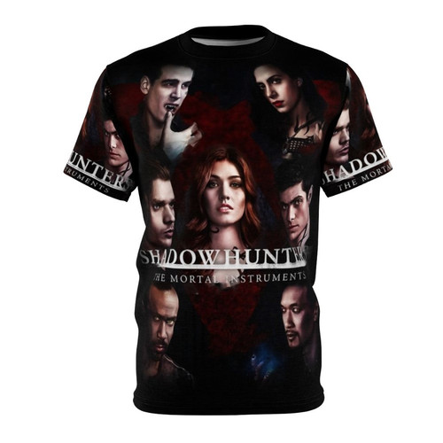 Shadowhunters themed graphic t-shirt featuring characters from the TV show based on The Mortal Instruments book series.