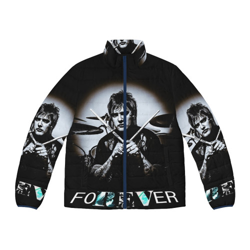 A warm and cozy puffer jacket featuring a tribute design for The Rev and A7X fans