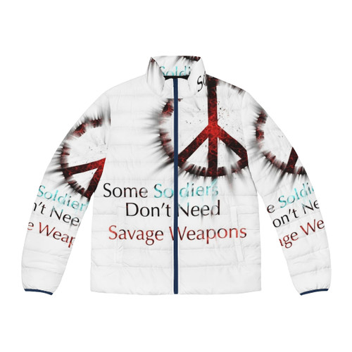 Savage Weapons Puffer Jacket with twin flame and peace design
