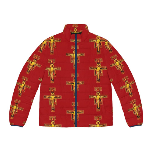 St Francis of Assisi San Damiano Crucifix Puffer Jacket