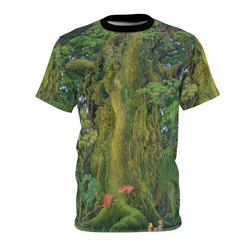 Unisex t-shirt with a mystical mana tree design, inspired by the classic RPG secret of mana