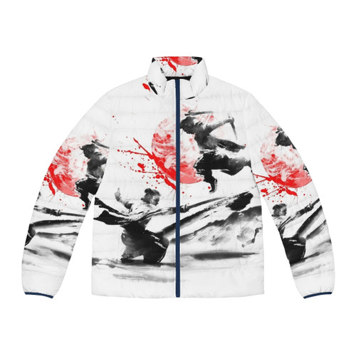 Samurai Duel Puffer Jacket with Japanese-inspired design