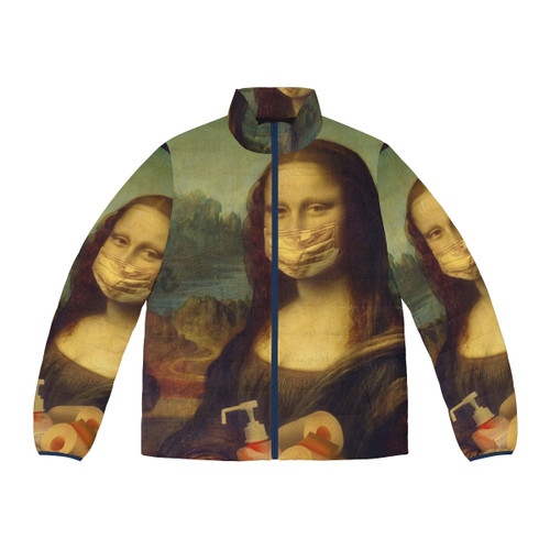 Covid-19 Puffer Jacket with Mona Lisa Comic Design