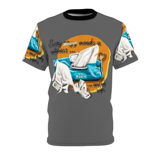 Funny adult cartoon inspired t-shirt with Maury and baby wipes design