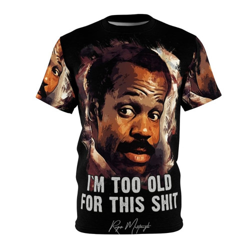 Graphical T-shirt design featuring the character Roger Murtaugh played by Danny Glover in the Lethal Weapon movie series