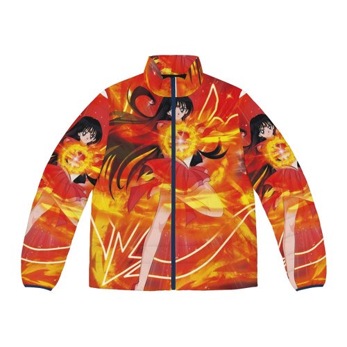 Sailor Mars themed puffer jacket with anime character design