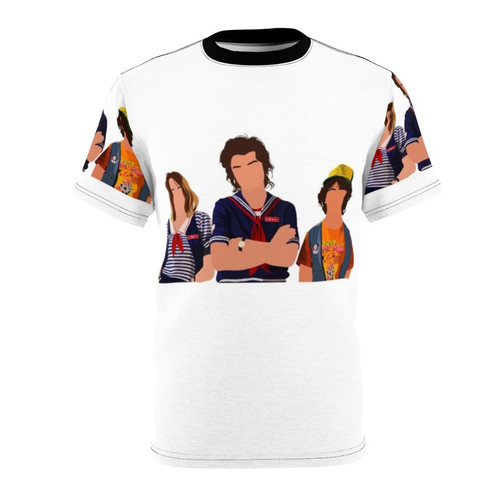 Stranger Things-inspired Scoops Ahoy t-shirt design featuring characters from the Netflix series