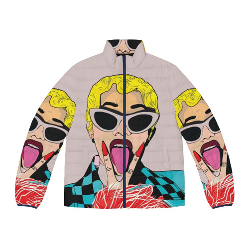 Cardistry Puffer Jacket featuring playing cards and card tricks design