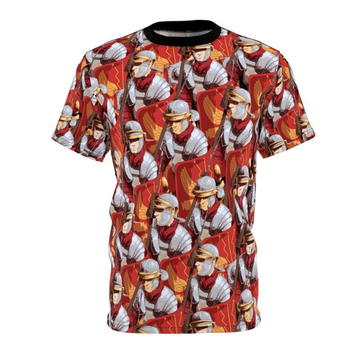 Graphic t-shirt featuring an ancient Roman legionary pattern design