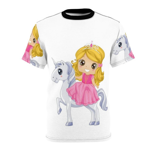 Mythical creatures fantasy art t-shirt design featuring a dragon, unicorn, falcon, and other legendary beasts