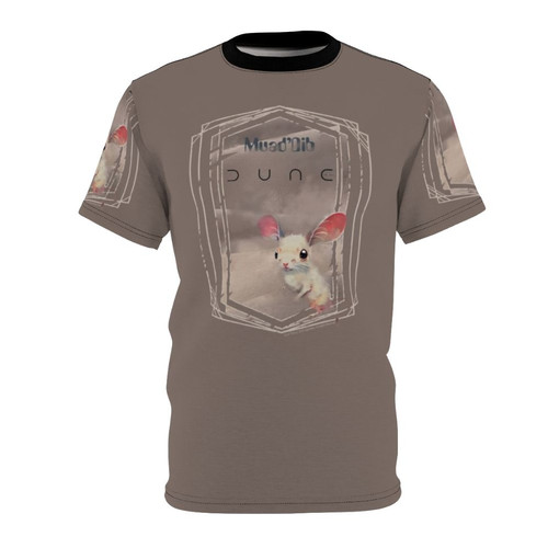 Dune-themed sci-fi t-shirt with a desert landscape and a sand mouse