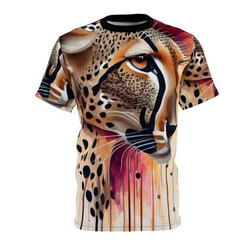 Cheetah animal print t-shirt with a vibrant and realistic cheetah design