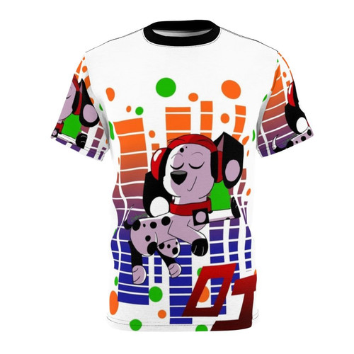 Dalmation dog print on a t-shirt with the text "101 Dalmatians Inspired"