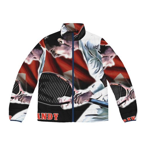 Andy Murray wearing a puffer jacket, a tennis champion