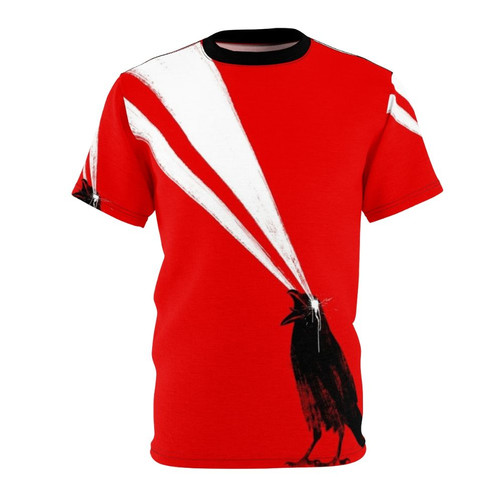 Laser Crow Horror T-Shirt with Retro Animal Graphic