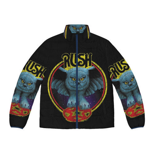 Rush Band Circle Puffer Jacket with Retro Logo