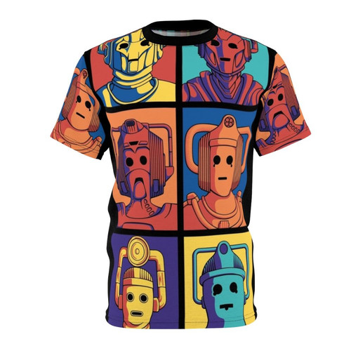 Cyberpunk-inspired Doctor Who t-shirt with Cybermen and pop art design