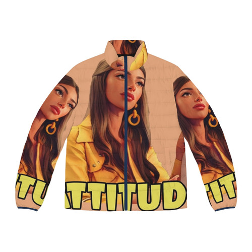 Rude puffer jacket featuring a Marvel-inspired retro comic art design