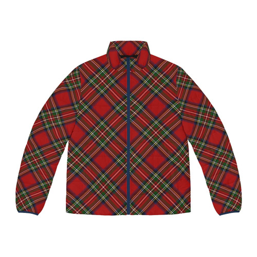 Royal Stewart tartan plaid puffer jacket with Scottish highland inspired design