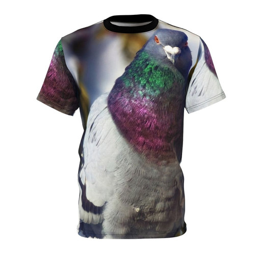 Illustration of a feral pigeon printed on a t-shirt