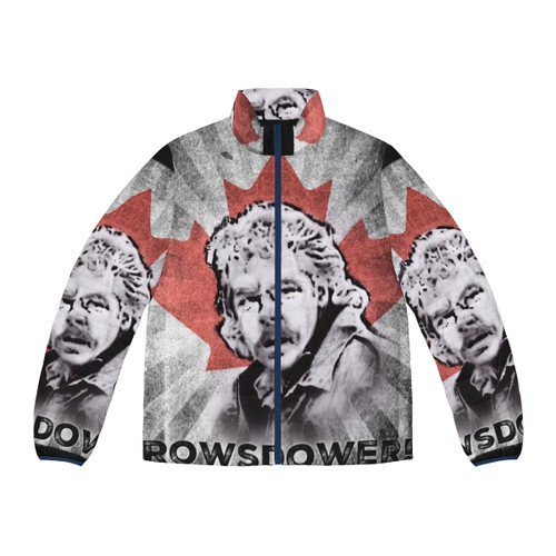 Rowsdower Puffer Jacket with Canadian maple leaf and denim details