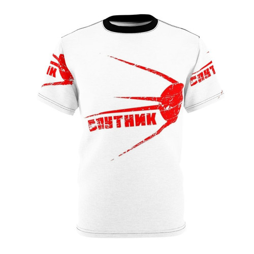 Vintage-inspired Sputnik spacecraft graphic on a high-quality t-shirt