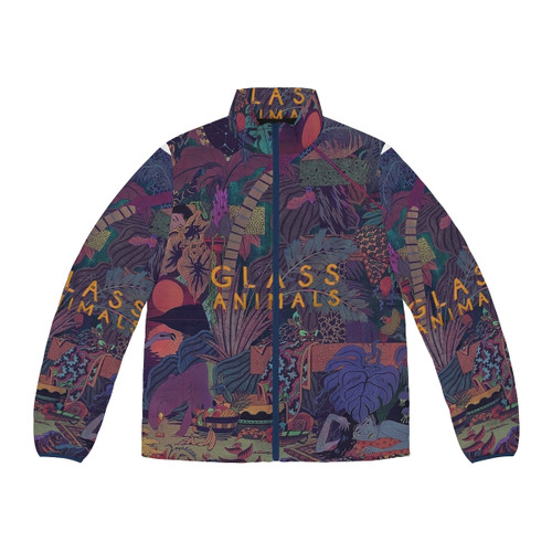 Glass Animals Zaba Puffer Jacket featuring colorful album art and graphics