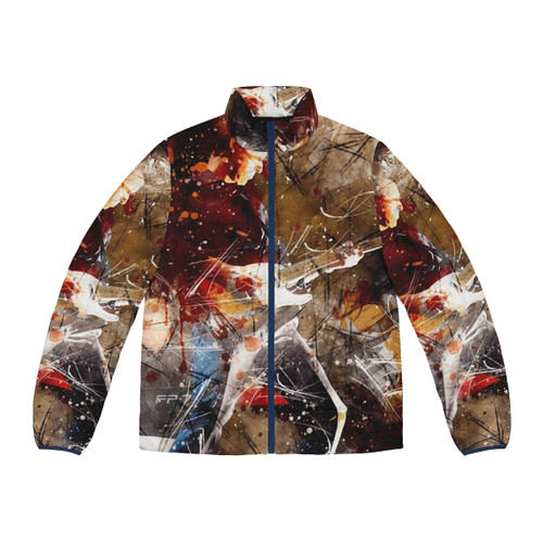 Roddy Frame Aztec Camera inspired artistic puffer jacket with Scottish music influence