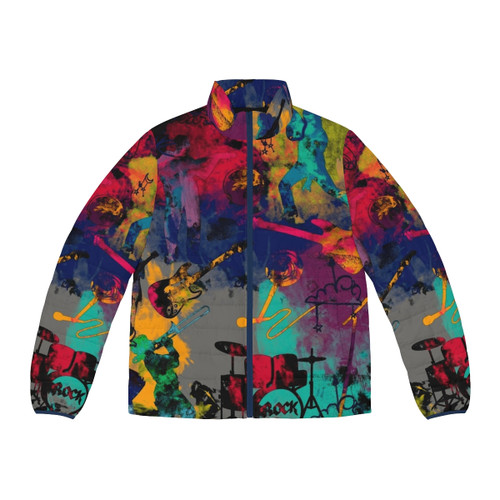 Rock bands classic t-shirt puffer jacket with retro music inspired design