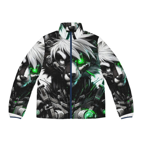 Furry cybernetic puffer jacket featuring a unique animal-inspired design