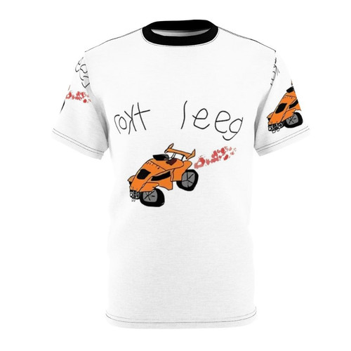 Rocket League-inspired all-over print t-shirt with gaming and esports themes