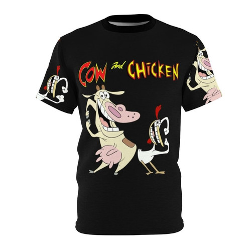 Stylish t-shirt featuring a graphic illustration of a cow and chicken, perfect for fans of the classic cartoon.