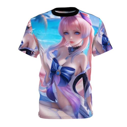 Artistic illustration of an anime girl character in a mermaid-themed swimsuit design