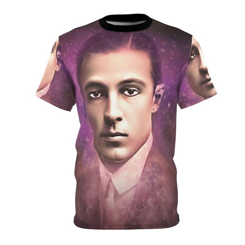 Stylized portrait of Rudolph Valentino, the iconic 1920s silent film actor